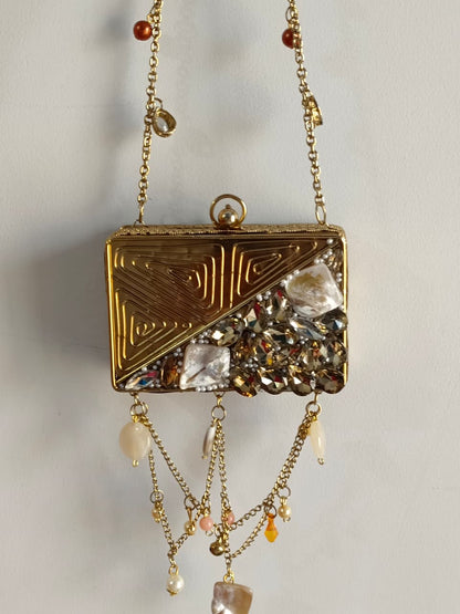 Golden Evening Bag with Chain Strap