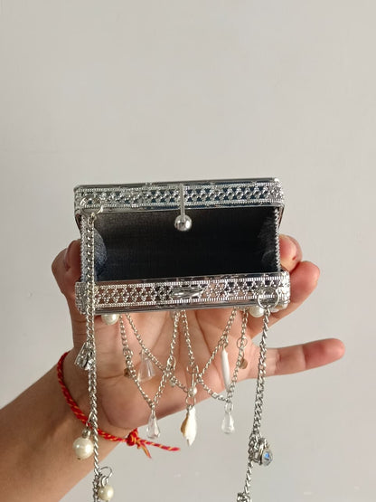 Silver Evening Bag with Chain Strap