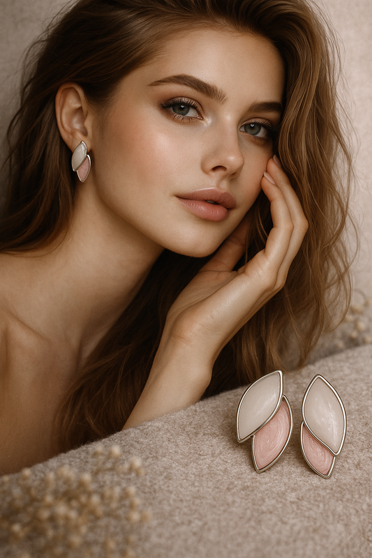 Light Pink Leaf Stud Earrings