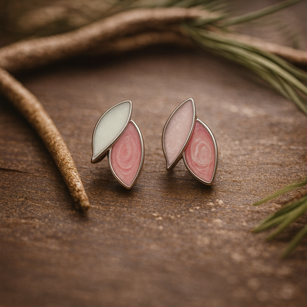 Light Pink Leaf Stud Earrings